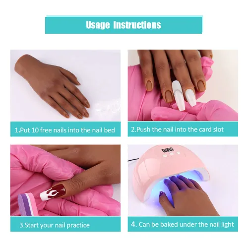 Vista 6 de Mano de práctica de silicona para uñas acrílicas, manos falsas para practicar uñas postizas, mano de maniquí para práctica de uñas y arte de uñas