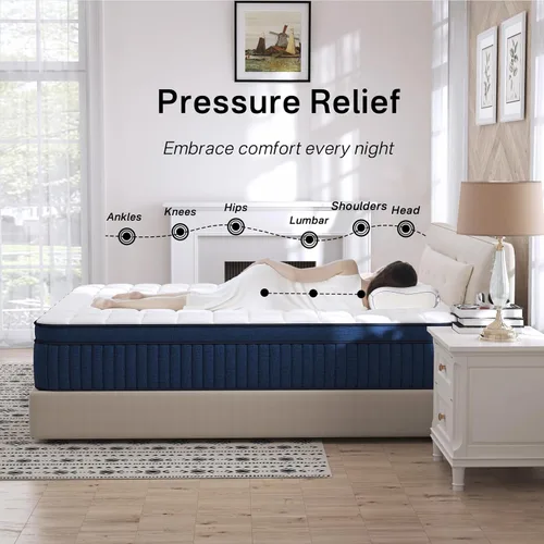 Vista 2 de Full Size Mattress, 10 Inch Hybrid Full Mattress in a Box, Cool Gel Memory Foam Mattress, Back Pain Relief & Strong Edge Support, Individual Wrapped