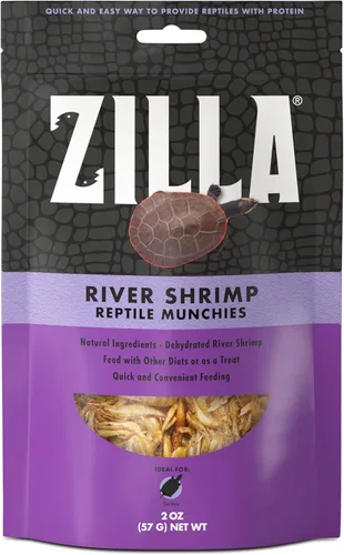 Zilla Reptile Food Munchies - Camarones de río para tortugas, salamandras, ajolotes y peces tropicales grandes, 2 onzas