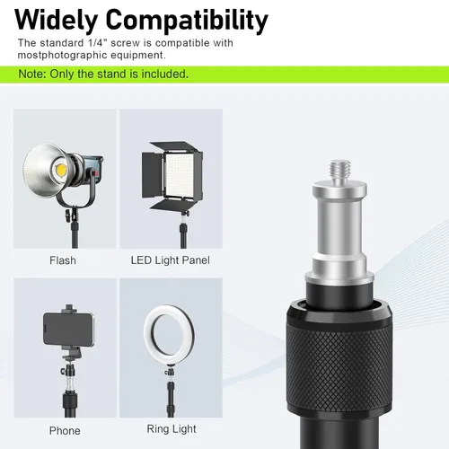 Vista 3 de Paquete de 2 soportes de escritorio con tornillos de 1/4 y 3/8 pulgadas, cabeza de bola, soporte de aluminio ajustable de 17-41 pulgadas, para DSLR