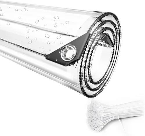 Vista 7 de Lona impermeable transparente de 3 x 6 pies, lona de PVC de 11.8 mil con ojales y brida para cables, cubierta resistente de servicio pesado al