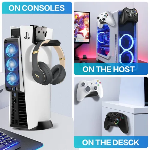 Vista 3 de Controller Wall Mount Holder for PS4PS5Xbox OneSwitch, 6 Pack Controller Stand Headphone Stand, Foldable Universal Game Controller Holder Strong