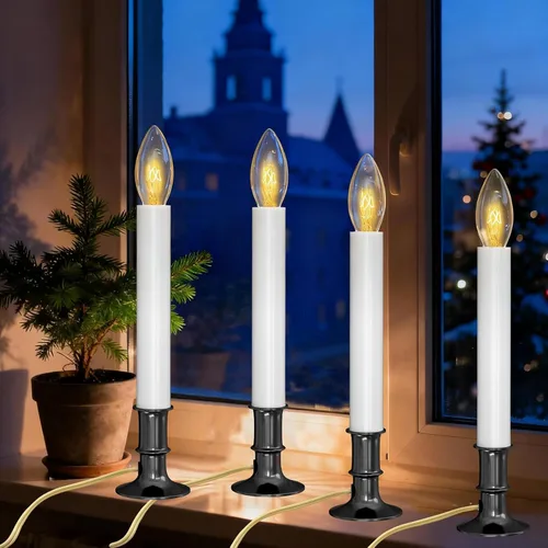 Lámpara de vela eléctrica para ventana, luces de velas de ventana de Navidad con base chapada en níquel y bombilla C26, lámparas de velas de Romasaty