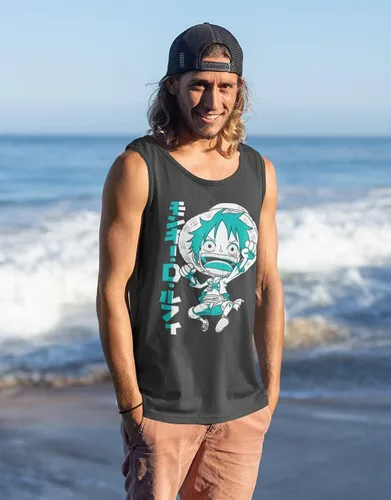 Vista 2 de Ripple Junction One Piece - Camiseta sin mangas para hombre, estilo Monkey D. Luffy Chibi, cuello redondo, con licencia