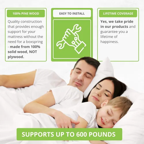 Vista 4 de CC KITS Juego de 8 listones de cama de tamaño matrimonial, de madera maciza de 52.5 pulgadas, soporte para debajo del colchón, tabla de litera