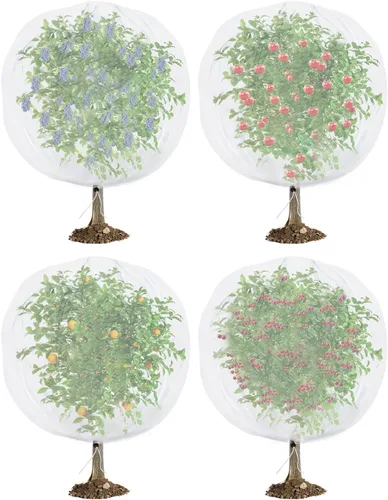 Vista 9 de Red de pájaros para protección de jardín - Juego de 4 redes de jardín con cordón, barrera de plagas, 3.3 pies x 2.7 pies, red de mosquitos, cubierta