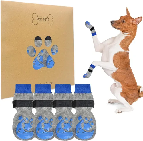 Vista 19 de BEAUTYZOO Calcetines antideslizantes para perros pequeños, medianos y grandes, protector de patas de perro con agarre para suelos de madera dura