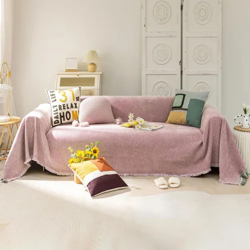 Vista 20 de VClife Funda bohemia de felpilla para sofá, apta para mascotas, gruesa, beige, crema, blanco, a cuadros, triangular, con borlas, agradable a