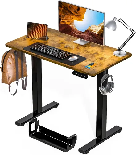 Vista 10 de Kingant Escritorio de Pie de Altura Ajustable Pequeño Eléctrico [35 x 20 Pulgadas] - Escritorio Ergonómico para Sentarse y Levantarse, Escritorios