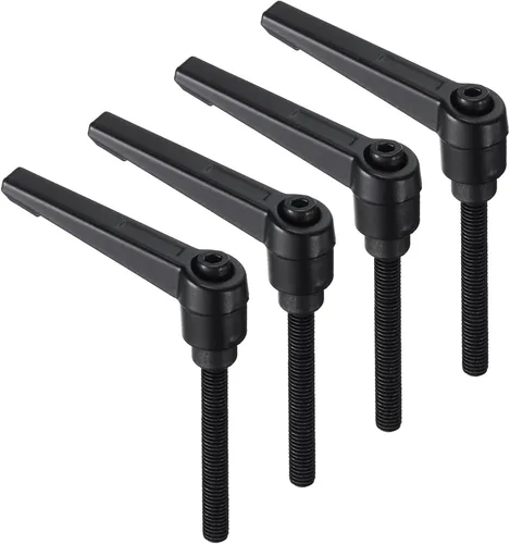 Vista 7 de uxcell 4 piezas de mangos de palanca de sujeción, M8 x 25mm de acero de carbono con óxido negro roscado, mangos ajustables con cierre de liberación