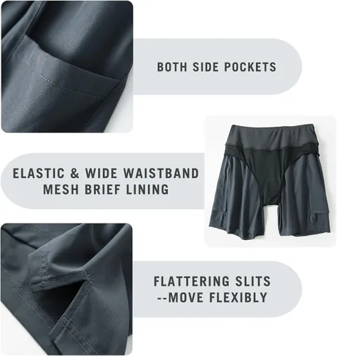 Vista 4 de BALEAF Traje de baño de 5 pulgadas para mujer, de secado rápido, cintura alta, UPF 50+, con forro