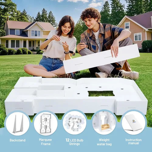 Vista 32 de Marquesina de 3 pies con números iluminados 0, decoración de fiesta, letras grandes iluminadas con bolsa de agua pesada, juego de tablas de espuma