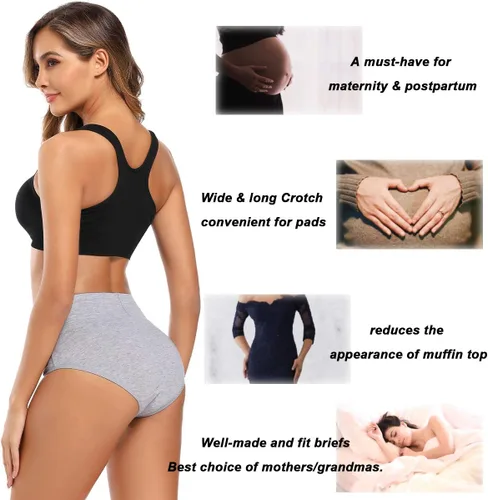 Vista 4 de Molasus - Ropa interior de algodón para mujer, cintura alta, cobertura total, tallas regulares y extragrandes