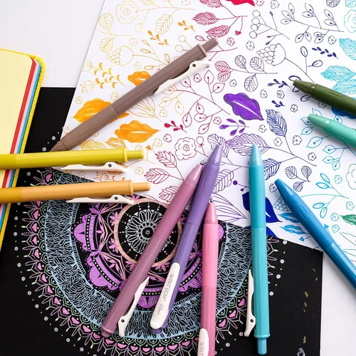 Vista 3 de WRITECH Bolígrafos de gel retráctiles de tinta de secado rápido 0.5mm punta redonda multicolor para escribir en diarios, dibujar, garabatear y tomar