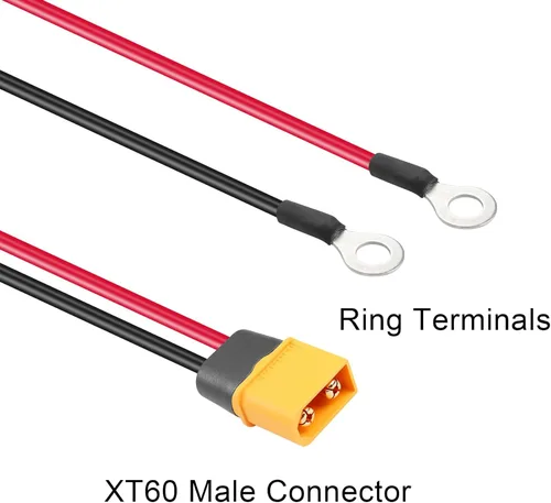 Vista 2 de PNGKNYOCN Cable de terminal de anillo tórico XT60, 14AWG XT60 macho a terminales de anillo O Cable de alimentación de extensión para kit de panel