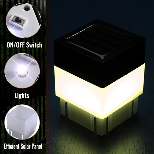 Vista 3 de Tujoe Paquete de 20 luces solares para postes de valla de 2 x 2 pulgadas, para jardín, calle, cenadores, pared de calle (amarillo cálido)