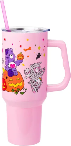 Vista 27 de Silver Buffalo - Vaso de acero inoxidable Bratz con Cloe, Yasmin, Jade y Sasha, con asa y pajilla, compatible con portavasos estándar, 40 onzas