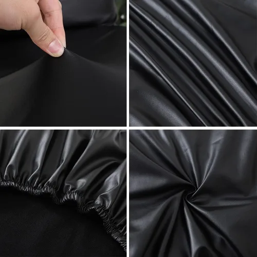 Vista 4 de Shukii Funda impermeable para silla de oficina, de piel sintética, elástica, giratoria, para silla de computadora, funda protectora