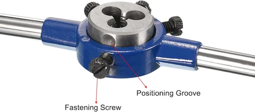 Vista 4 de uxcell 1/4-20 UNC Juego de llaves y troqueles con llave de mango redondo de 0.787 in, grifo de rosca de máquina de acero de alta velocidad