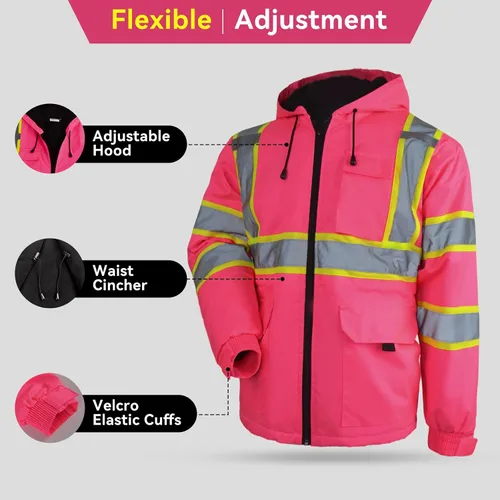 Vista 5 de Chaqueta de seguridad de alta visibilidad ANSI/ISEA Chaqueta reflectante estándar con bolsillo y cremallera