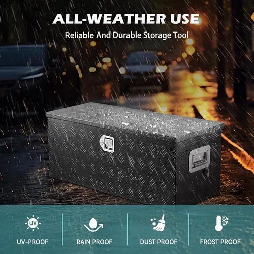 Vista 8 de Caja de herramientas de aluminio de 39 pulgadas más amplia mejorada, cajas de herramientas para cama de camión resistentes con 2 piezas de llaves