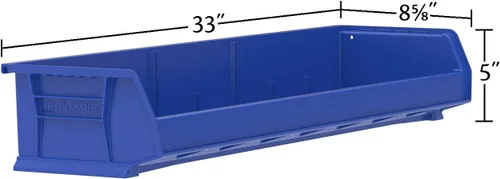 Vista 4 de Akro-Mils 30320 AkroBins - Contenedores de plástico para almacenamiento, apilables, (9 x 33 x 5 pulgadas), color azul, (paquete de 4)