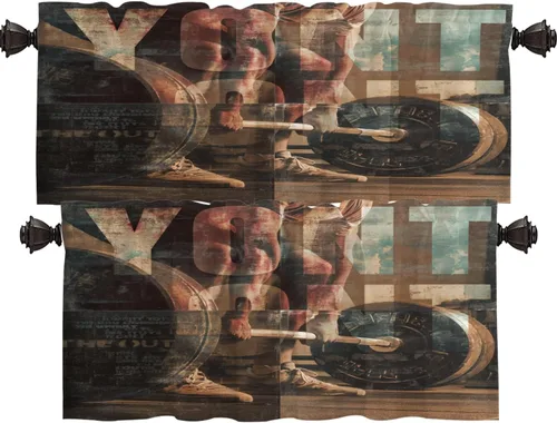 Vista 35 de Shrahala Orange Autumn Autumn Tier Curtains for Kitchen Windows, Fall Cafe Curtain Multilayer Polyester Blackout Half Valances for Windows 2 Pack 26