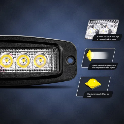 Vista 2 de Nilight 2 cápsulas LED de montaje empotrado de 18 W, 7.3 pulgadas, barra de luz antiniebla para todo terreno, iluminación impermeable para tractor