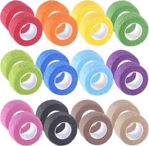 Vista 21 de IndigoCase Paquete de 12 vendajes autoadhesivos de 1 pulgada, paquete variado de vendajes de color negro, cinta elástica de agarre deportivo