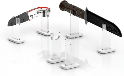 Vista 9 de Soporte de exhibición de 2 piezas para cuchillo, soporte de acrílico para cuchillos de colección, soporte de exhibición de cuchillos de escritorio