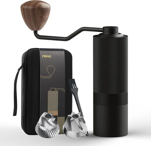 Vista 9 de MAVO Molinillo de Café Manual, Molinillo de Café de Mano Wizard, Capacidad 25g con Fresa Cónica Pentagonal de Acero Inoxidable CNC, Configuración
