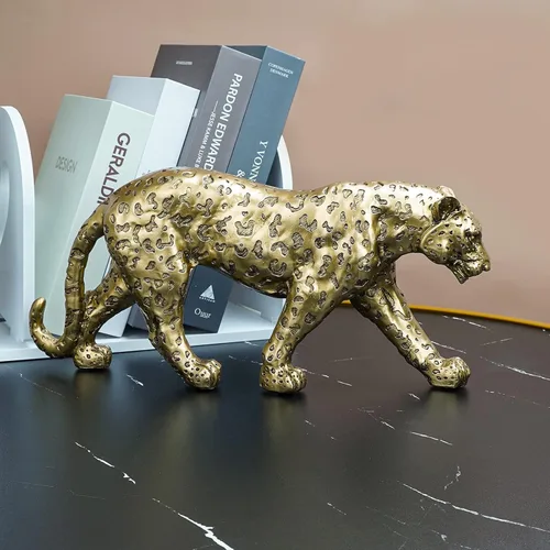 Vista 5 de Estatua de Guepardo Polyroyal para Decoración del Hogar, Estatua de Leopardo de Resina, Guepardo Sentado, Figurilla para Escritorio, Adorno de Mesa
