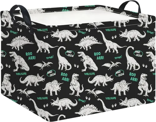 Vista 19 de Cesta de almacenamiento rectangular con asas, papelera plegable para juguetes para niños, caja de libros, cesta de regalo (murciélago)