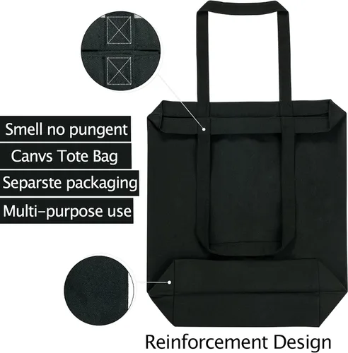 Vista 6 de Bolsas de lona – 2 bolsas reutilizables multiusos – perfectas para comestibles, compras y regalos de bricolaje