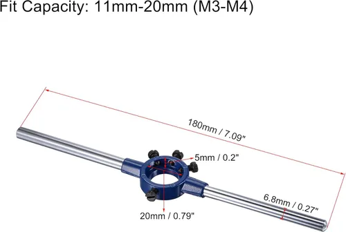 Vista 2 de uxcell Juego de llaves de mango redondo, troquel de rosca UNC #4-40 y soporte de troquel de 0.787 in