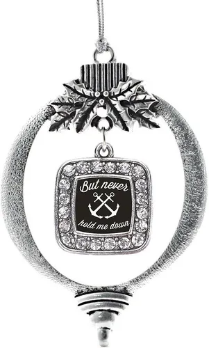 Vista 236 de Inspired Silver - Adorno de flor de iris - Adornos navideños con dije cuadrado de plata con joyas de circonita cúbica