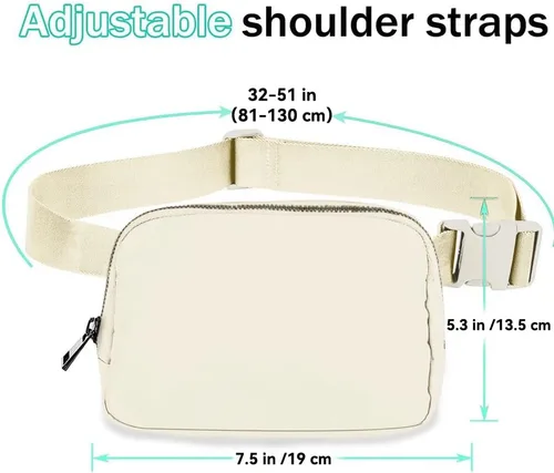 Vista 38 de Cangurera cruzada para mujer, mini bolsa para cinturón de 1 litro con correa ajustable de 32 a 51 pulgadas, bolsa de cintura pequeña para viajes