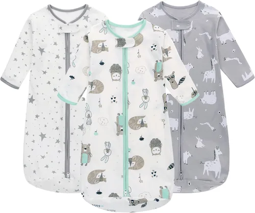 Vista 9 de Saco de dormir de manga larga, bolsa de dormir para bebé 100% algodón de 0-18 meses, manta vestible súper suave, saco de dormir para niños pequeños