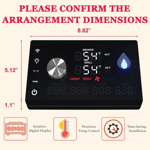 Vista 4 de Repuesto 80042 WiFi PID digital PID piezas para PB2180LK, compatible con Pit Boss Lockhart Platinum Pellet/Smoker Combo Grill, viene con función