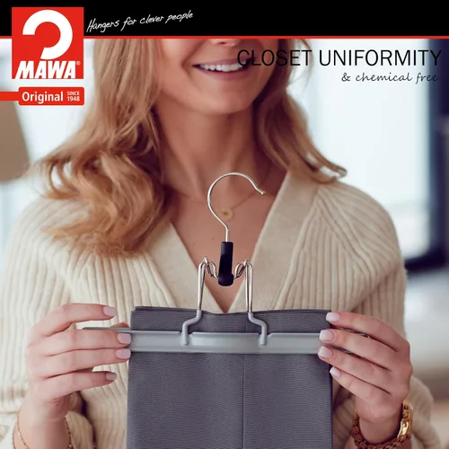Vista 3 de Mawa by Reston Lloyd - Percha antideslizante con abrazadera para pantalones y faldas, estilo M26, juego de 2, rojo