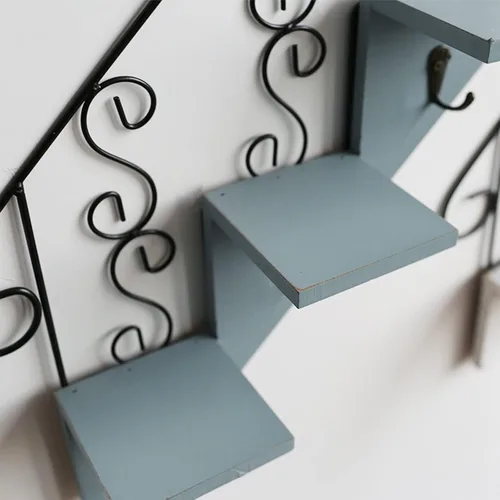 Vista 7 de Wood Shelf Wall Mounted of 3 Tier Decorative Floating Shelves Wall Shelves Metal Hanging Shelf for Bedroom Living Room Bathroom Kitchen Office