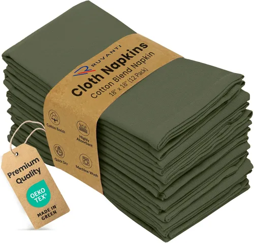 Vista 25 de Ruvanti Juego de 12 servilletas de tela de 18 x 18 pulgadas, lavables, suaves, duraderas, absorbentes, de mezcla de algodón, para hotel, almuerzo