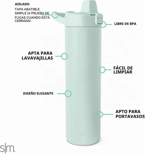 Vista 3 de Simple Modern Botella de agua filtrada Botellas de agua de viaje con filtro de carbono de acero inoxidable aisladas Reutilizable para agua