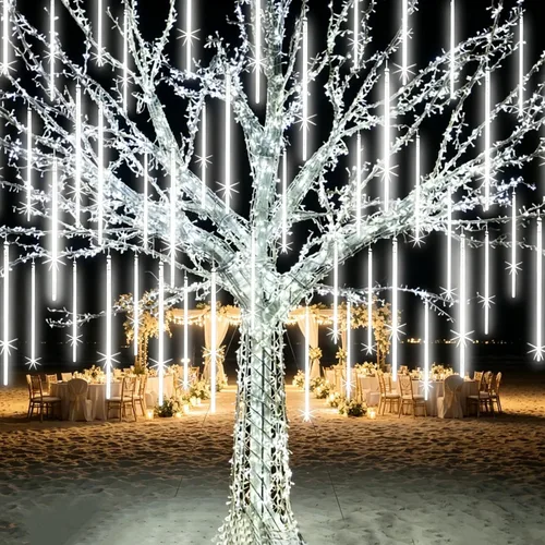 Vista 14 de EAGWELL Luces de Lluvia de Meteoros de Navidad, 20 en 20 Tubos Luces de Lluvia en Cascada con Cambio Automático con 12 Modos, Decoración Navideña