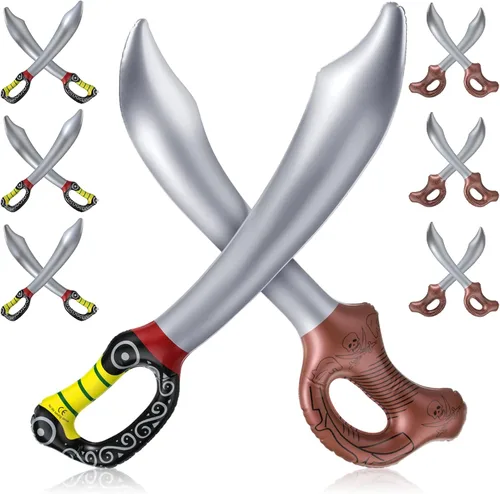 12 espadas inflables de pirata, espada de juguete inflable, espada pirata para fiesta de Halloween, fiesta temática de pirata, accesorios de disfraz