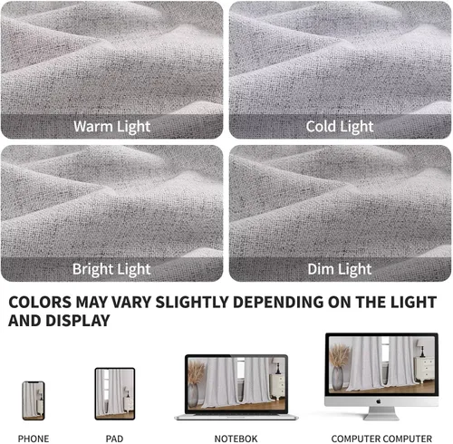 Vista 57 de CUCRAF - Juego de 2 paneles de cortinas de ventana con oscurecimiento total del 100%, de 54 pulgadas de largo, con aspecto de lino falso, cortinas