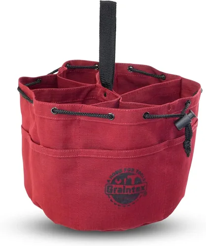 Vista 2 de Graintex Bolsa de agarre de 18 bolsillos con cierre de cordón de lona antidesgarros, bolsa organizadora de piezas pequeñas, herramientas pequeñas