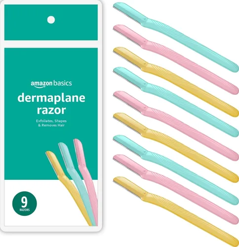 Vista 10 de Amazon Basics - Herramienta multiusos de limpieza de cejas y afeitadora facial para mujer, incluye cubierta de cuchilla, multicolor, 3