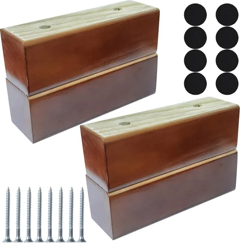 Vista 10 de Soporte de madera para sofá de cama de 2 pulgadas, patas de madera en forma de L, patas de sofá, patas de repuesto para sofá, patas de tocador, Negro