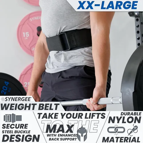 Vista 2 de Synergee Weightlifting Belt 5 Padded Support for Squats Deadlifts Powerlifting & Cross Training Adjustable Gym Belt for Men & Women